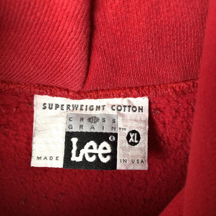 Vintage 90'S Lee Superweight Cotton College Pullover Hoodie, Made in USA, Men's XL cotton red type Vintage Second Hand