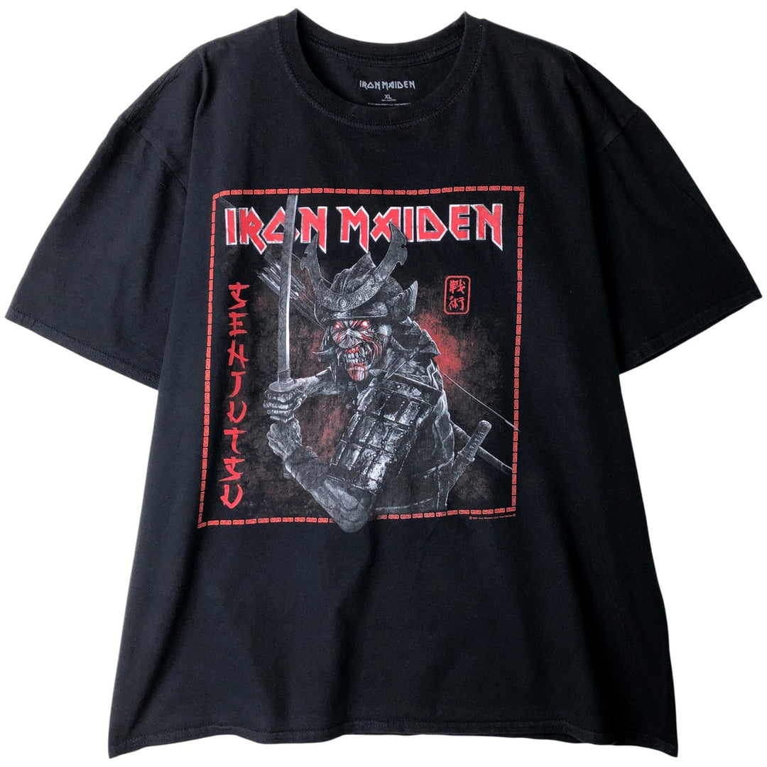 IRON MAIDEN Skull Pattern Band T-shirt, Men's XL size cotton black type Vintage Second Hand