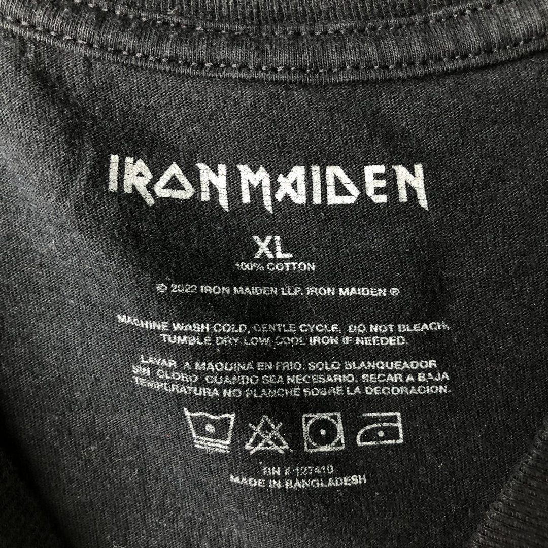 IRON MAIDEN Skull Pattern Band T-shirt, Men's XL size cotton black type Vintage Second Hand