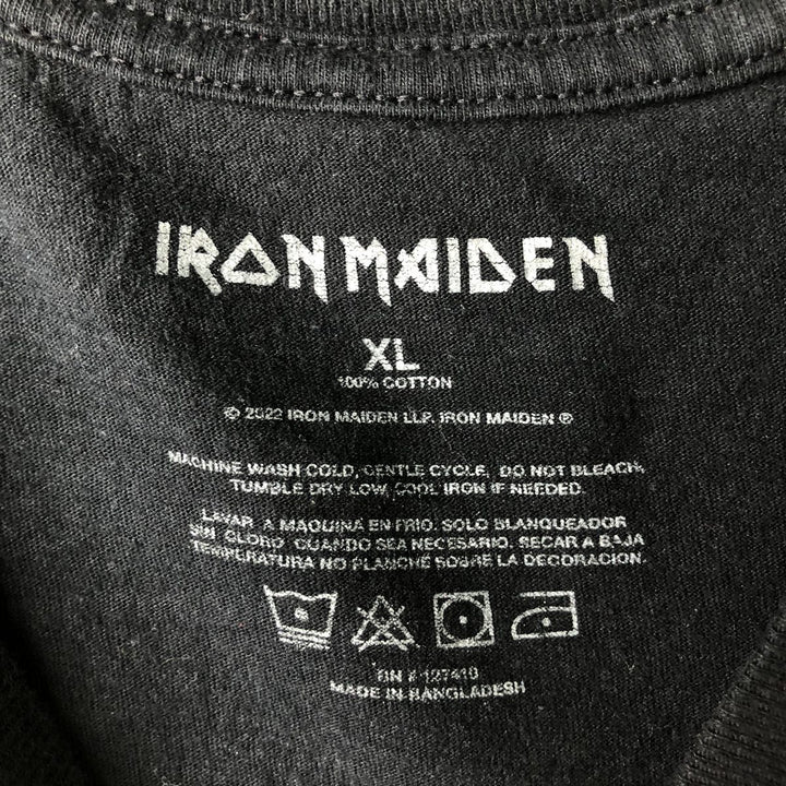 IRON MAIDEN Skull Pattern Band T-shirt, Men's XL size cotton black type Vintage Second Hand