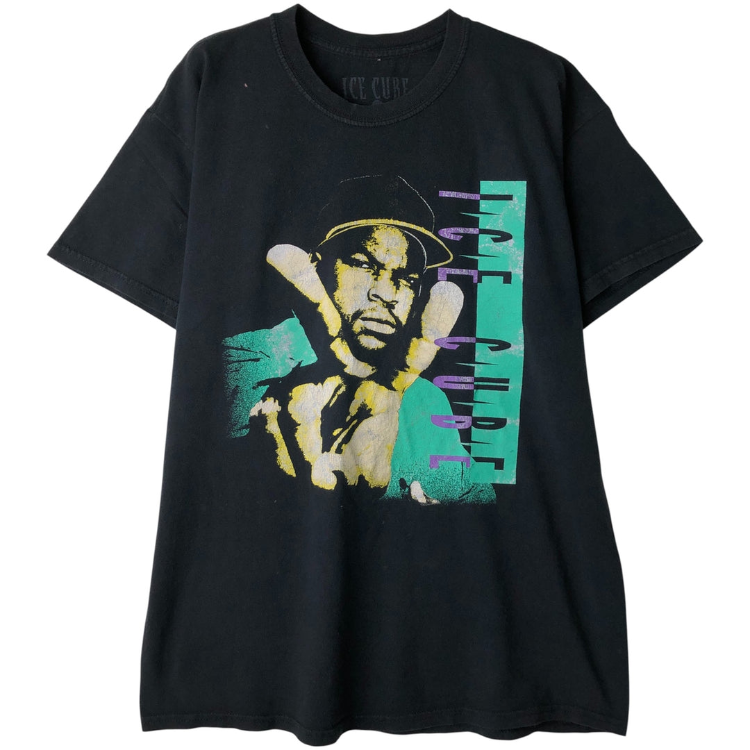 ICE CUBE Rap T-shirt, Men's L size cotton black type Vintage Second Hand