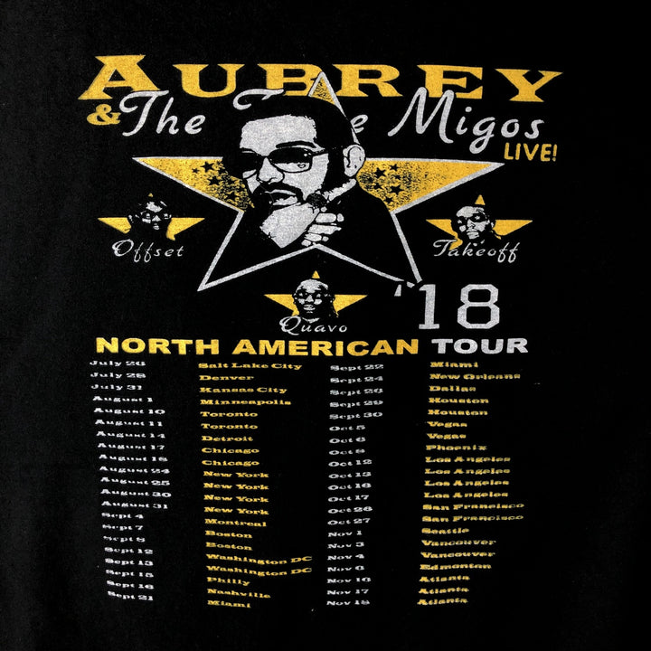Gildan Drake Migos Rap T-Shirt, Men's XL cotton black type Vintage Second Hand