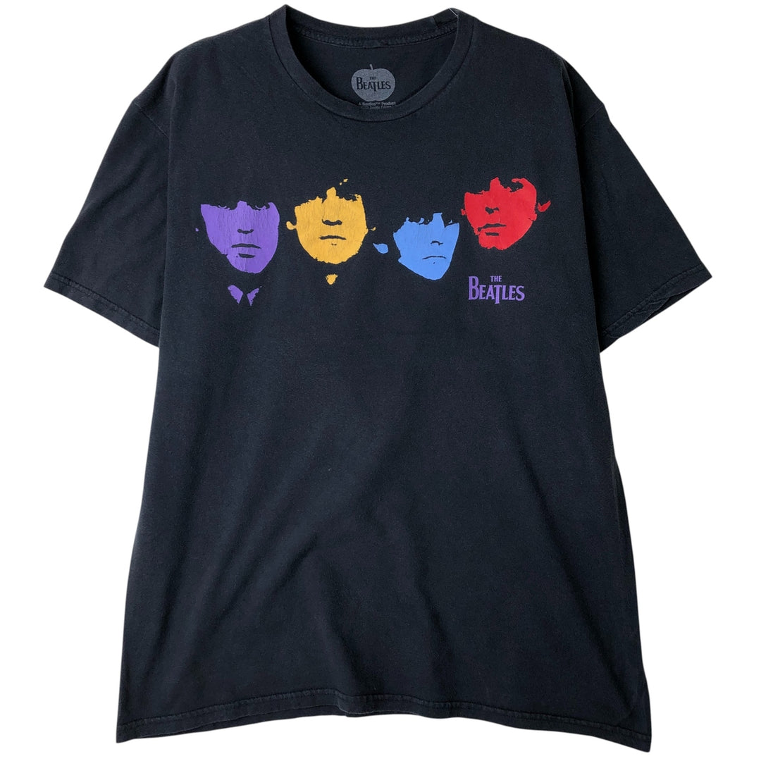 THE BEATLES Band T-shirt, Men's L size cotton black type Vintage Second Hand