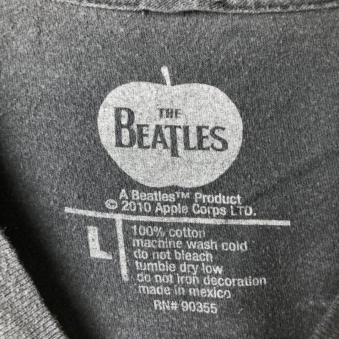 THE BEATLES Band T-shirt, Men's L size cotton black type Vintage Second Hand