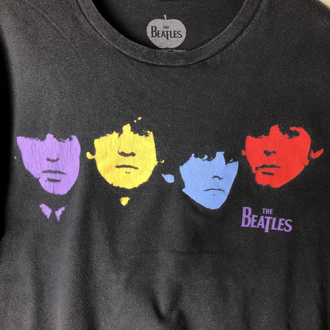 THE BEATLES Band T-shirt, Men's L size cotton black type Vintage Second Hand