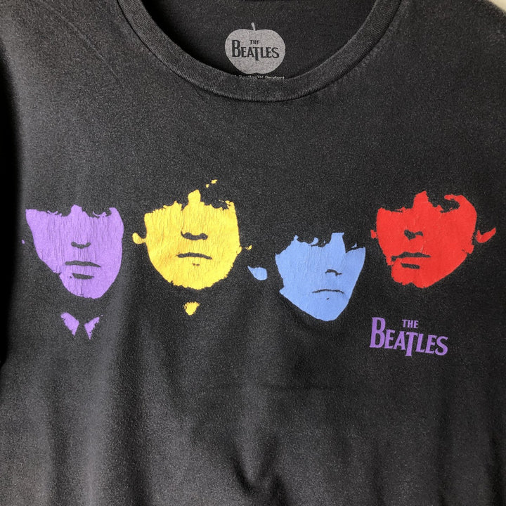 THE BEATLES Band T-shirt, Men's L size cotton black type Vintage Second Hand