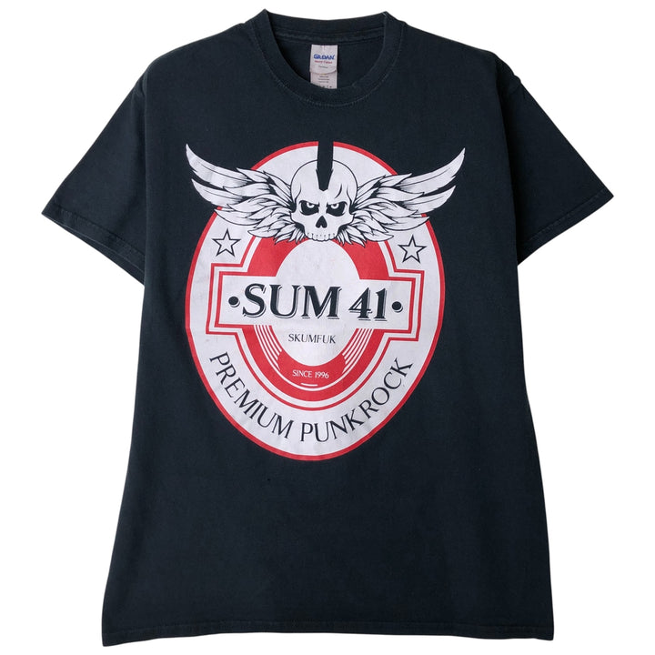 Sum 41 Skull Pattern Band T-Shirt, Men's Size Medium cotton black type Vintage Second Hand