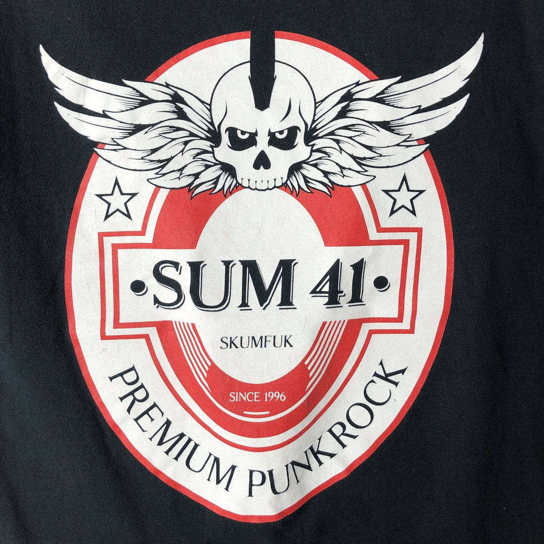 Sum 41 Skull Pattern Band T-Shirt, Men's Size Medium cotton black type Vintage Second Hand