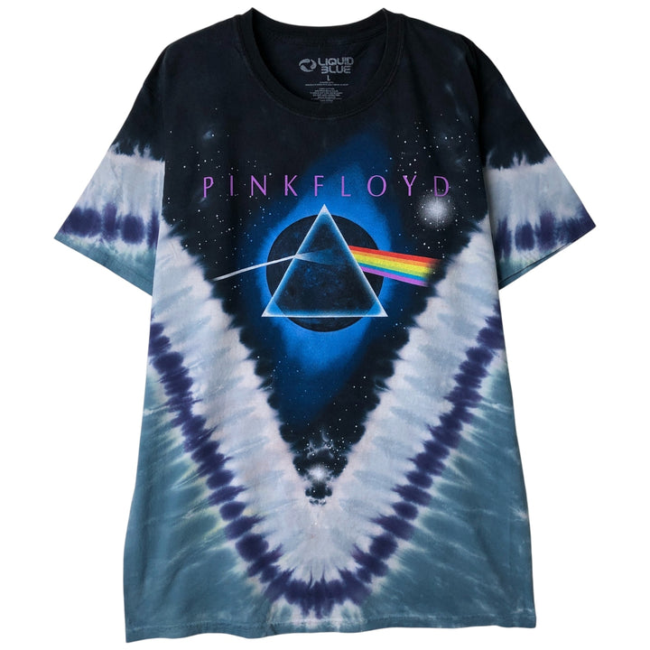 LIQID BLUE PINK FLOYD Pink Floyd Tie-Dye Pattern Band T-Shirt, Men's Size L cotton black type Vintage Second Hand