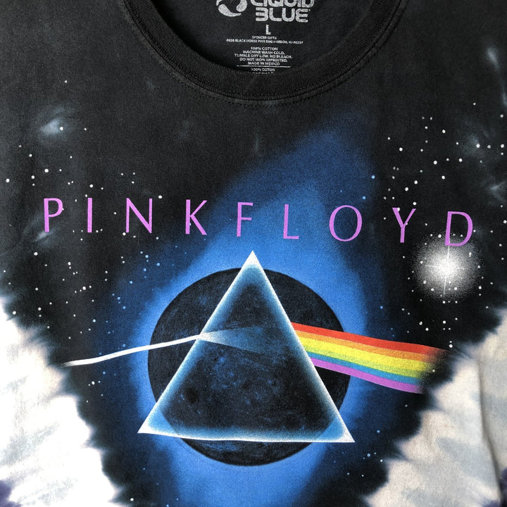 LIQID BLUE PINK FLOYD Pink Floyd Tie-Dye Pattern Band T-Shirt, Men's Size L cotton black type Vintage Second Hand