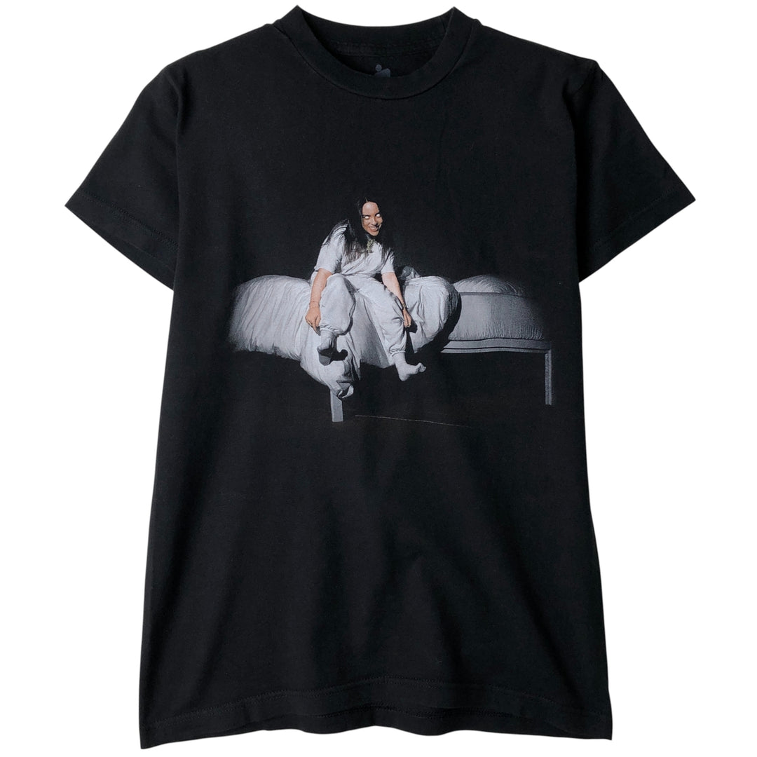 Billie Eilish band T-shirt, men's size S cotton black type Vintage Second Hand