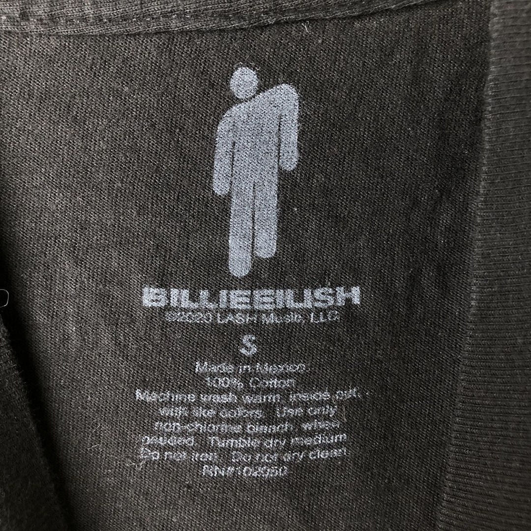 Billie Eilish band T-shirt, men's size S cotton black type Vintage Second Hand
