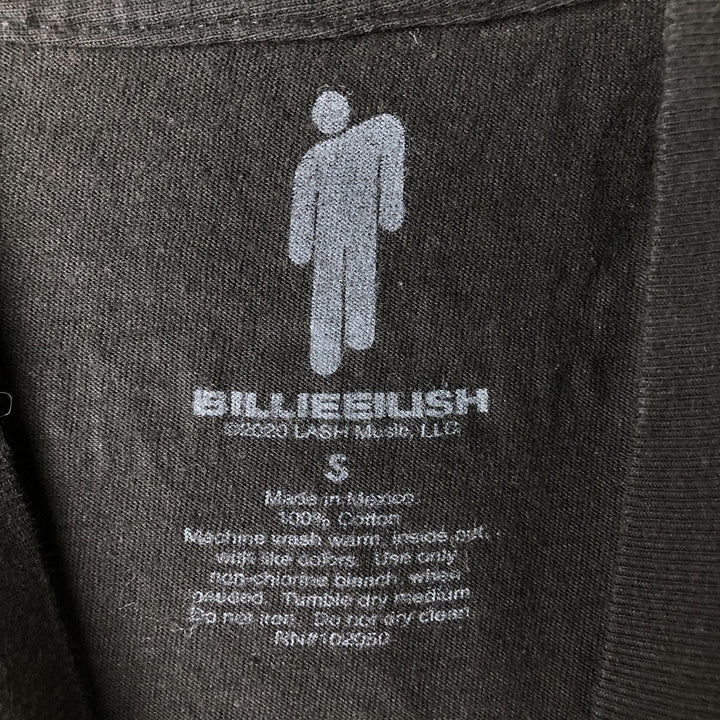 Billie Eilish band T-shirt, men's size S cotton black type Vintage Second Hand