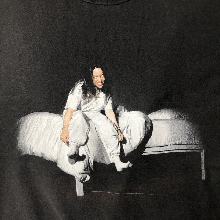 Billie Eilish band T-shirt, men's size S cotton black type Vintage Second Hand