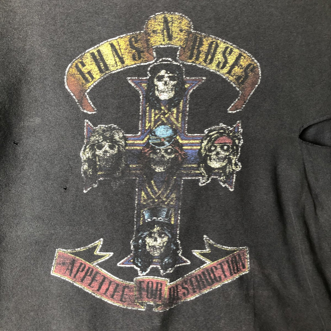 Hanes Guns N' Roses Skull Pattern Band T-Shirt, Men's Size Medium cotton black type Vintage Second Hand