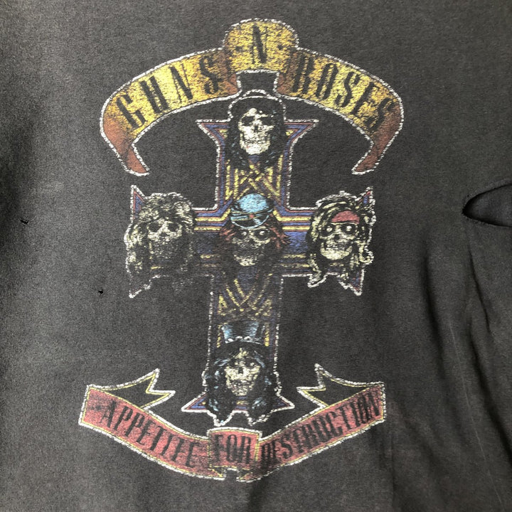 Hanes Guns N' Roses Skull Pattern Band T-Shirt, Men's Size Medium cotton black type Vintage Second Hand