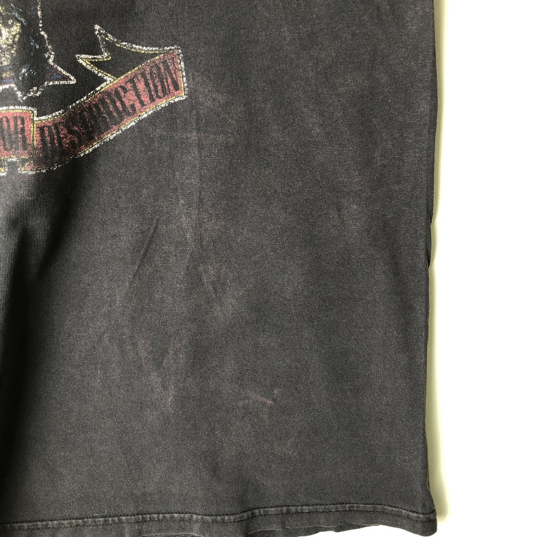 Hanes Guns N' Roses Skull Pattern Band T-Shirt, Men's Size Medium cotton black type Vintage Second Hand