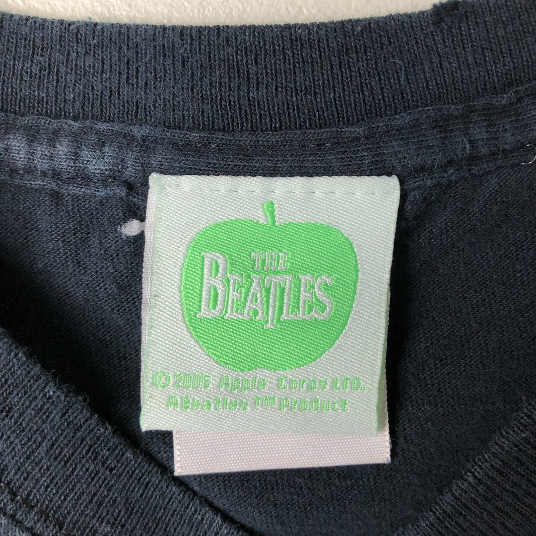 THE BEATLES Band T-shirt, Men's L size cotton black type Vintage Second Hand