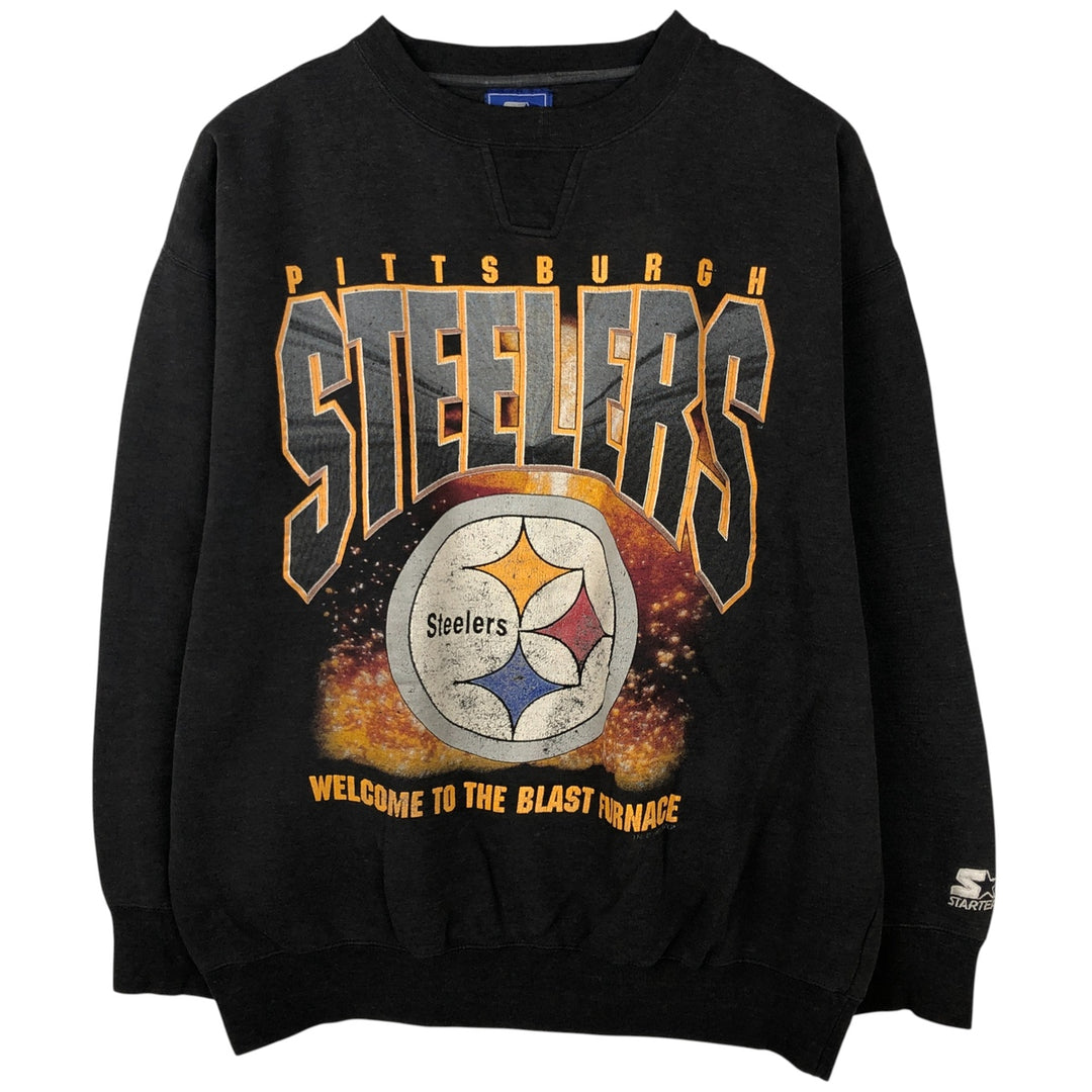 Vintage 90'S Starter NFL Pittsburgh Steelers Printed Sweatshirt, Men's Size XL cotton black type Vintage Second Hand