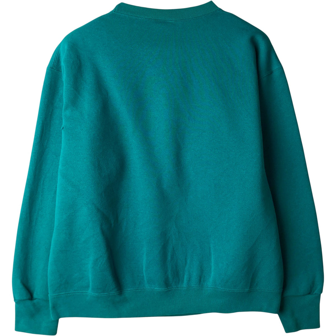 Vintage 90'S NUTMEG MILLS printed sweatshirt, made in the USA, size L, men's polyester Emerald green Vintage Second Hand