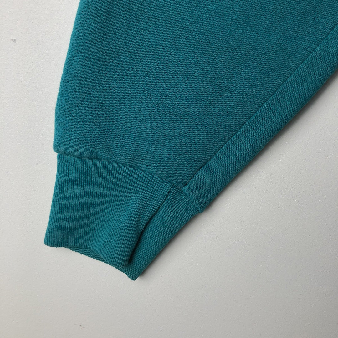 Vintage 90'S NUTMEG MILLS printed sweatshirt, made in the USA, size L, men's polyester Emerald green Vintage Second Hand