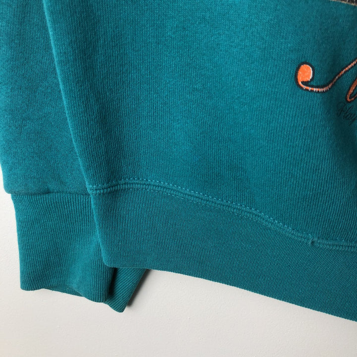 Vintage 90'S NUTMEG MILLS printed sweatshirt, made in the USA, size L, men's polyester Emerald green Vintage Second Hand