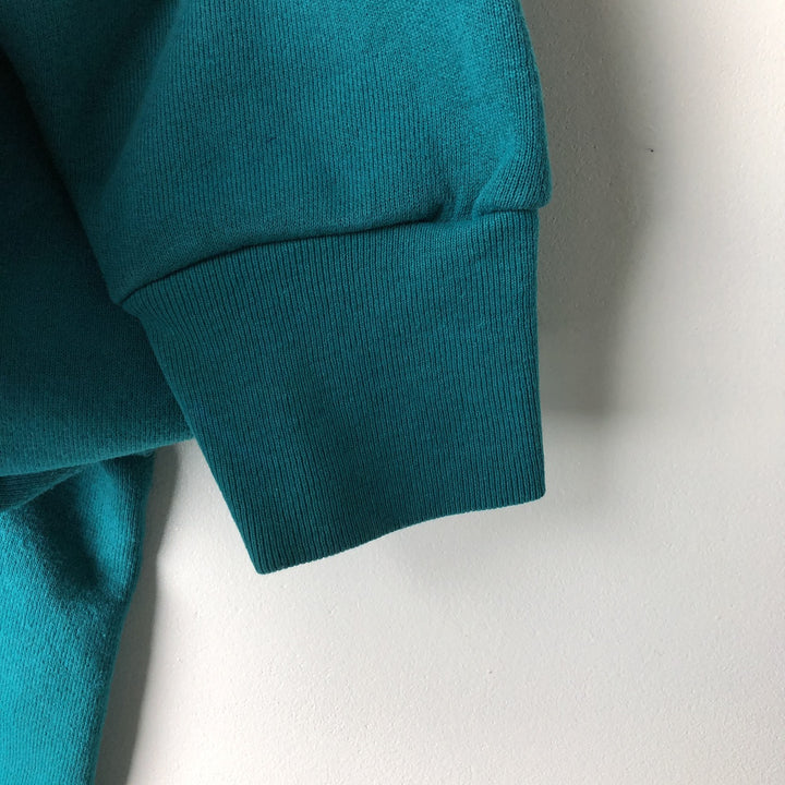 Vintage 90'S NUTMEG MILLS printed sweatshirt, made in the USA, size L, men's polyester Emerald green Vintage Second Hand