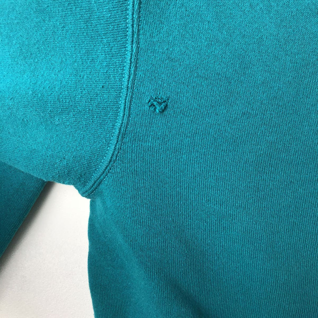 Vintage 90'S NUTMEG MILLS printed sweatshirt, made in the USA, size L, men's polyester Emerald green Vintage Second Hand