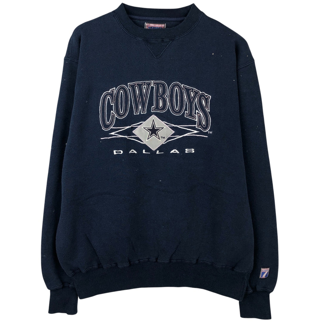 Vintage '90'S Logo Seven NFL Dallas Cowboys Print Sweatshirt, Men's Size Large cotton navy blue type Vintage Second Hand
