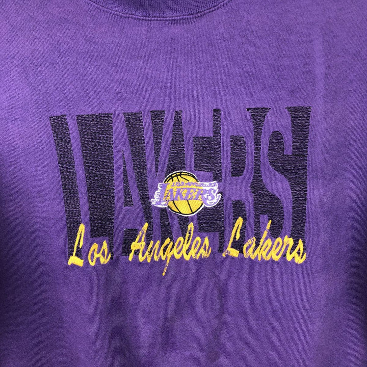 Vintage 90'S LOGO 7. INC. Los Angeles Lakers sweatshirt, Made in USA, Men's Size L cotton purple type Vintage Second Hand