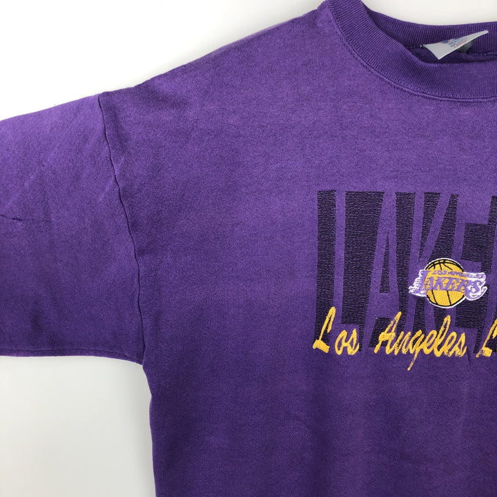 Vintage 90'S LOGO 7. INC. Los Angeles Lakers sweatshirt, Made in USA, Men's Size L cotton purple type Vintage Second Hand
