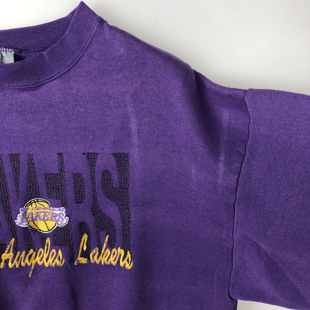 Vintage 90'S LOGO 7. INC. Los Angeles Lakers sweatshirt, Made in USA, Men's Size L cotton purple type Vintage Second Hand