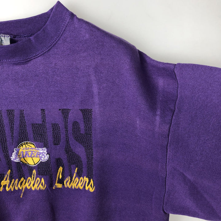 Vintage 90'S LOGO 7. INC. Los Angeles Lakers sweatshirt, Made in USA, Men's Size L cotton purple type Vintage Second Hand