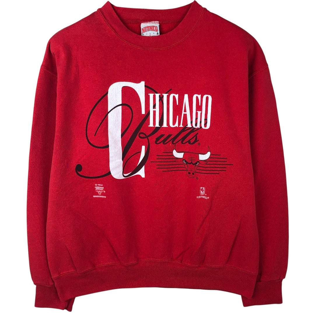 Vintage 1990'S NBA Chicago Bulls Nutmeg Print Sweatshirt, Made in USA, Men's Size Medium cotton red type Vintage Second Hand