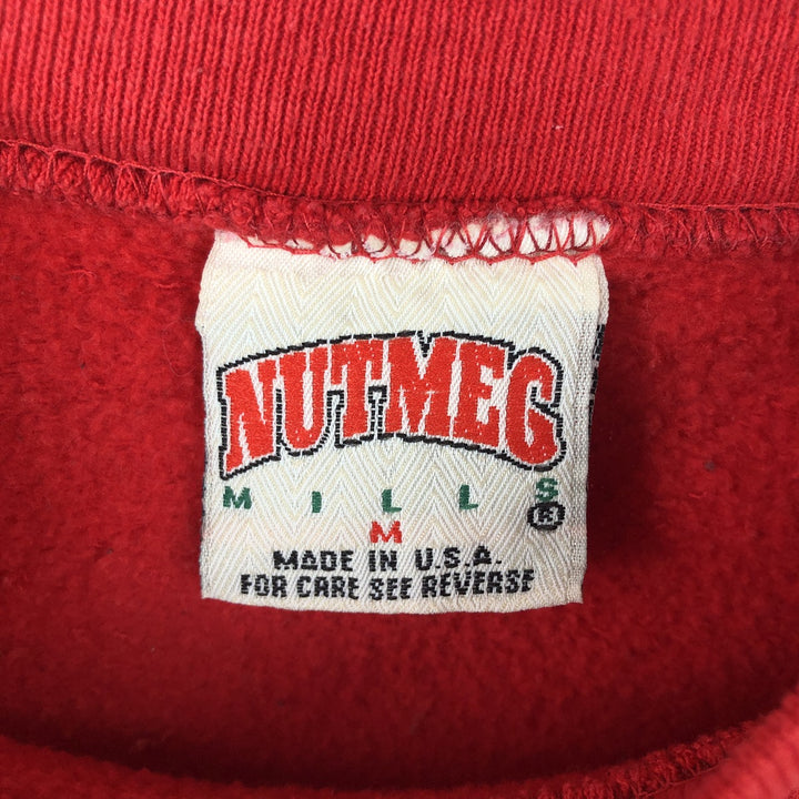 Vintage 1990'S NBA Chicago Bulls Nutmeg Print Sweatshirt, Made in USA, Men's Size Medium cotton red type Vintage Second Hand