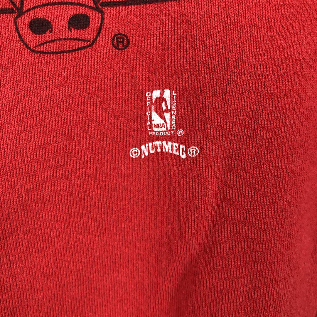 Vintage 1990'S NBA Chicago Bulls Nutmeg Print Sweatshirt, Made in USA, Men's Size Medium cotton red type Vintage Second Hand