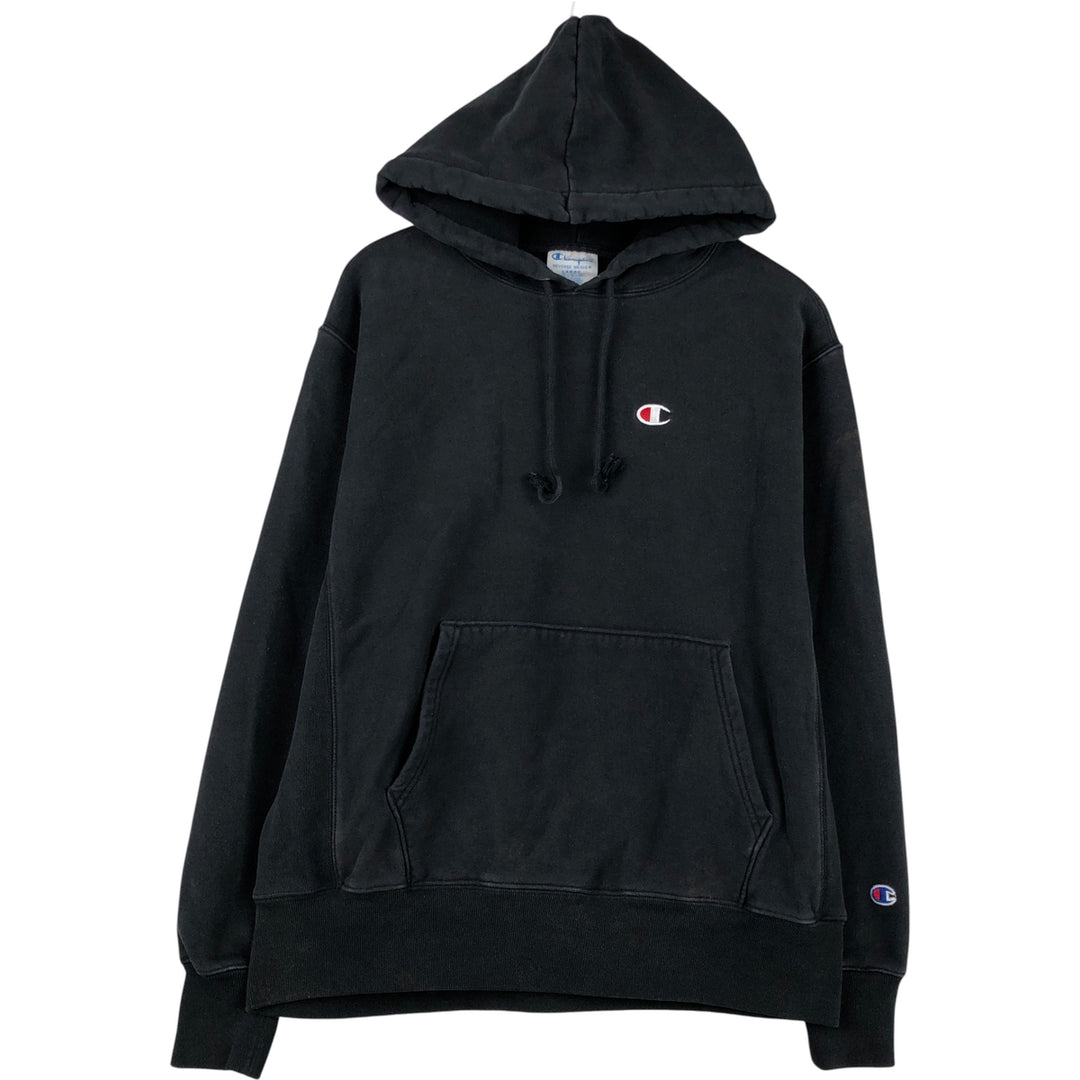 Champion REVERSE WEAVE Reverse Weave Sweat Pullover Hoodie Men's L size cotton black type Vintage Second Hand
