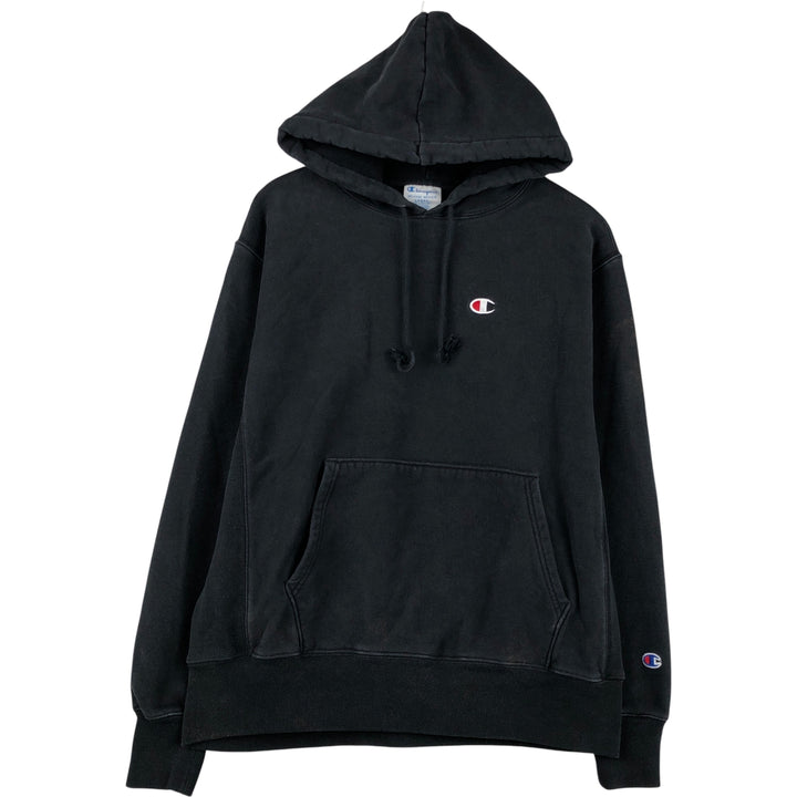 Champion REVERSE WEAVE Reverse Weave Sweat Pullover Hoodie Men's L size cotton black type Vintage Second Hand