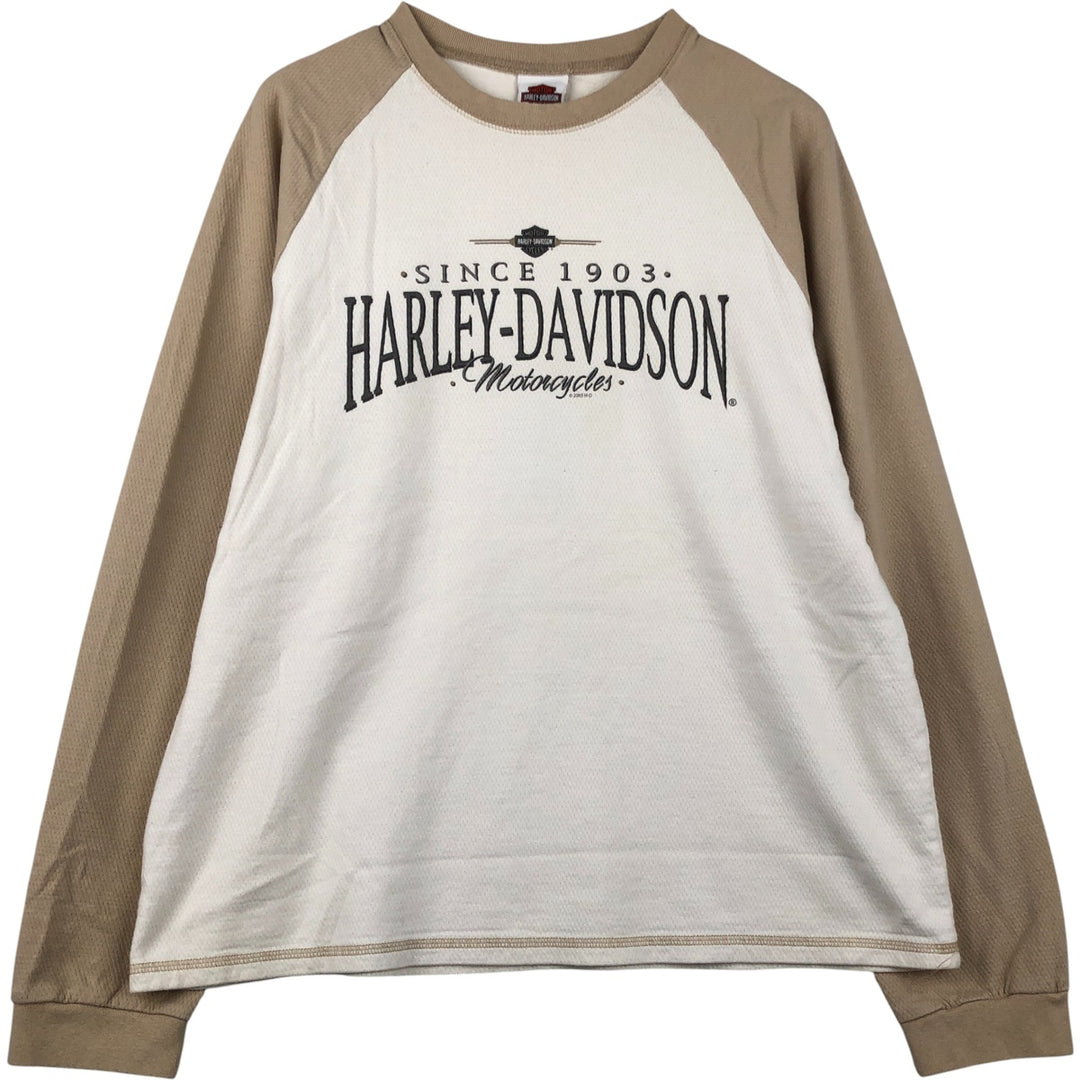 00'S Harley-Davidson Long Sleeve T-Shirt Made in USA Men's XL cotton white type Vintage Second Hand