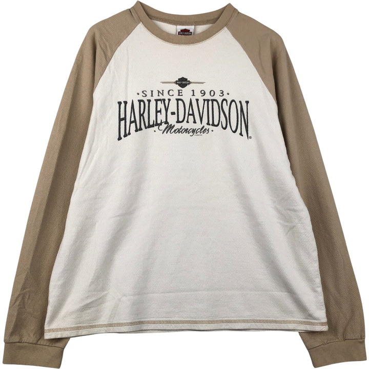00'S Harley-Davidson Long Sleeve T-Shirt Made in USA Men's XL cotton white type Vintage Second Hand