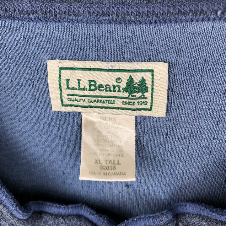 90s-00'S LLBean Henley Neck Long Sleeve T-Shirt, Made in Canada, Men's Size XL cotton navy blue type Vintage Second Hand