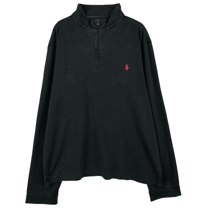 Ralph Lauren POLO by Ralph Lauren Half-Zip Long T-Shirt, Men's XXL Pima Cotton black type Vintage Second Hand