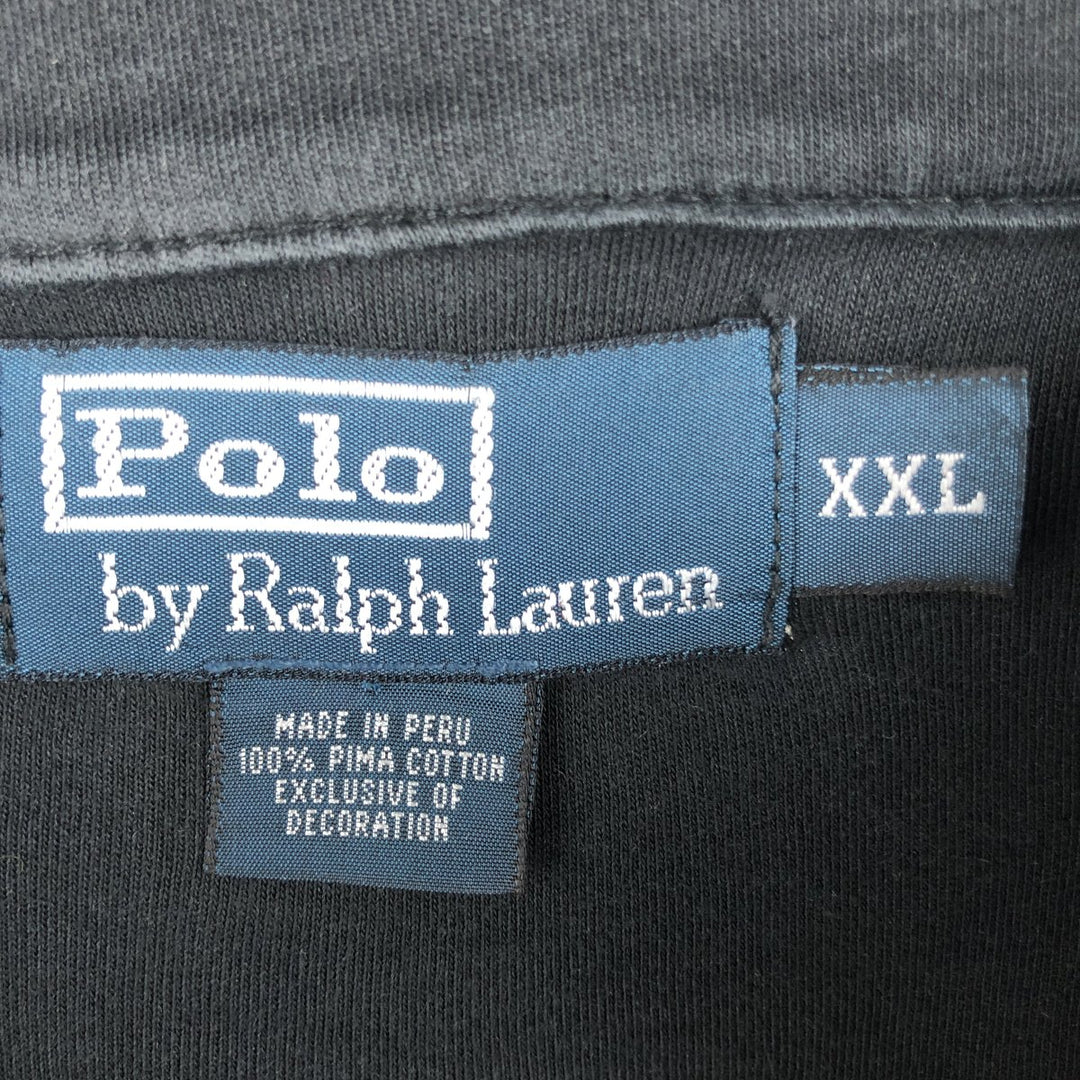Ralph Lauren POLO by Ralph Lauren Half-Zip Long T-Shirt, Men's XXL Pima Cotton black type Vintage Second Hand