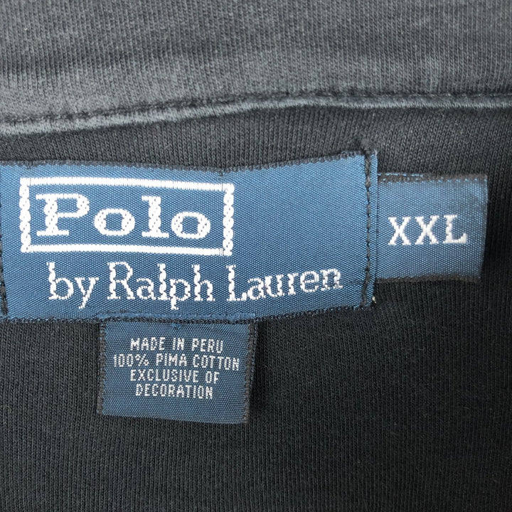 Ralph Lauren POLO by Ralph Lauren Half-Zip Long T-Shirt, Men's XXL Pima Cotton black type Vintage Second Hand