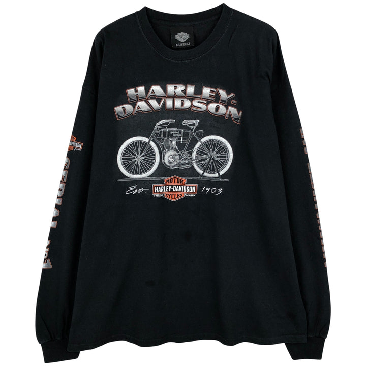 Harley-Davidson HARLEY-DAVIDSON MUSEUM Motorcycle Long Sleeve T-Shirt, Men's XXL cotton black type Vintage Second Hand