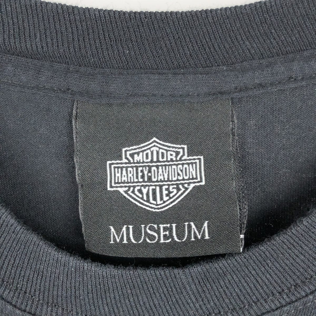 Harley-Davidson HARLEY-DAVIDSON MUSEUM Motorcycle Long Sleeve T-Shirt, Men's XXL cotton black type Vintage Second Hand