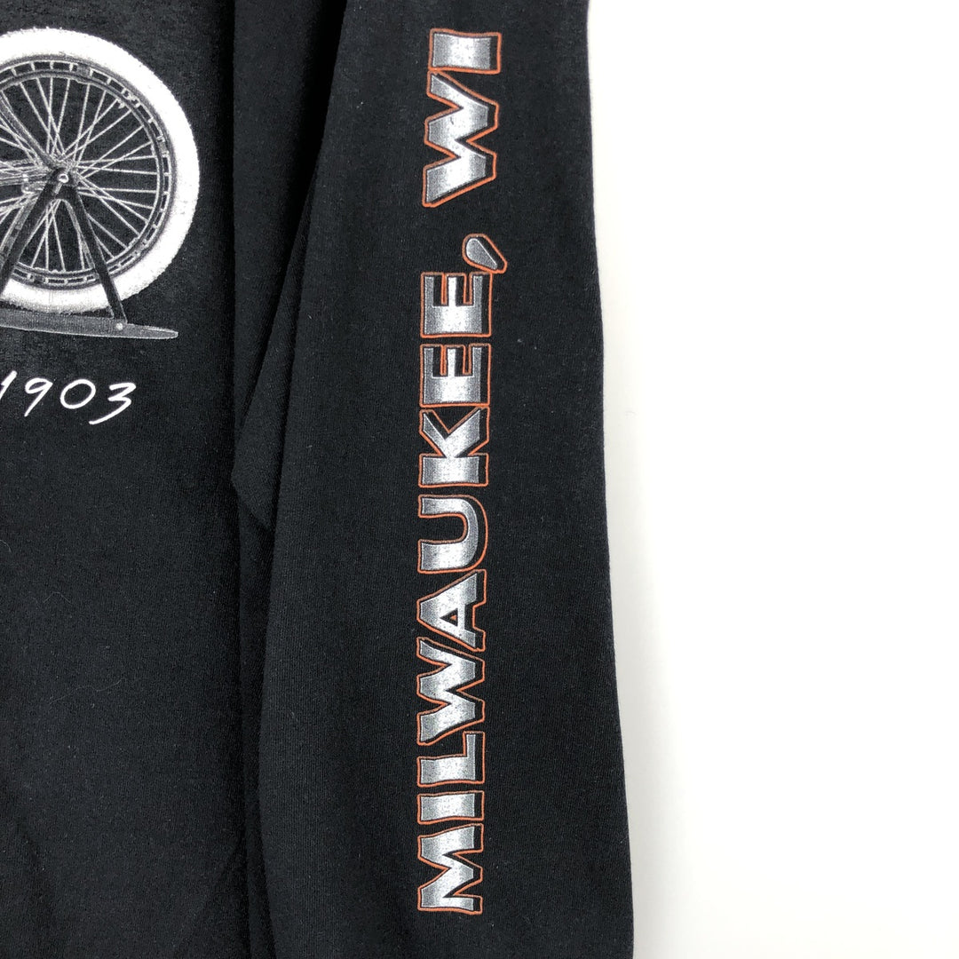 Harley-Davidson HARLEY-DAVIDSON MUSEUM Motorcycle Long Sleeve T-Shirt, Men's XXL cotton black type Vintage Second Hand