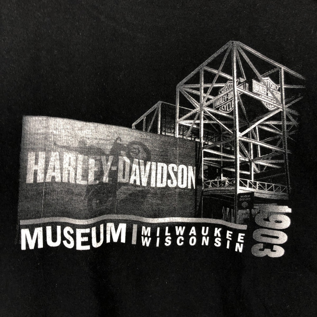 Harley-Davidson HARLEY-DAVIDSON MUSEUM Motorcycle Long Sleeve T-Shirt, Men's XXL cotton black type Vintage Second Hand