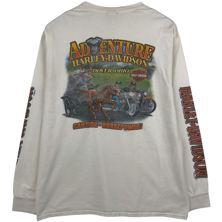 Harley-Davidson Eagle Pattern Motorcycle Long Sleeve T-Shirt, Men's Size XL cotton white type Vintage Second Hand