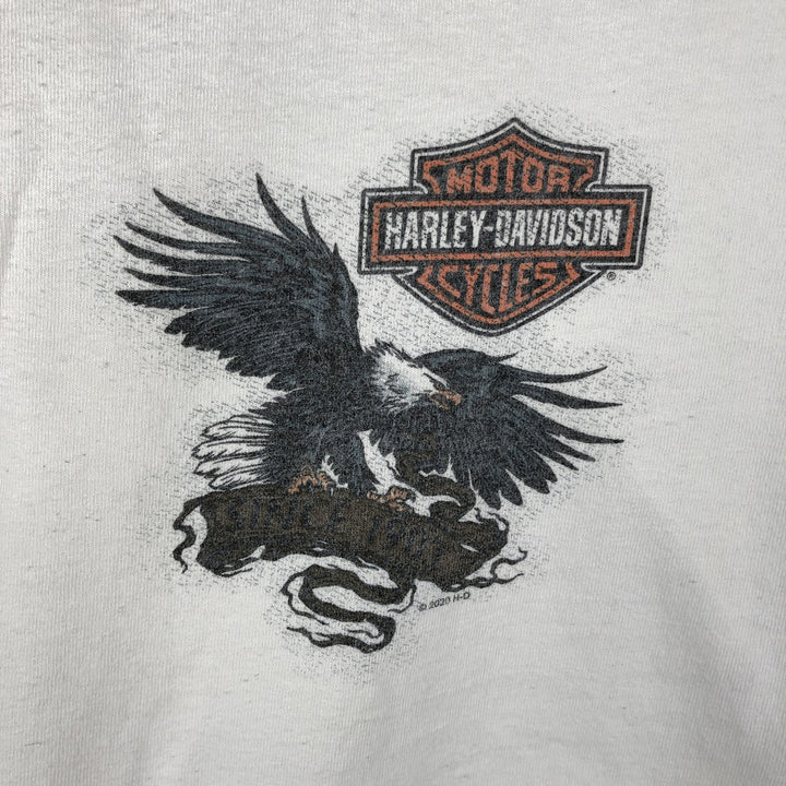 Harley-Davidson Eagle Pattern Motorcycle Long Sleeve T-Shirt, Men's Size XL cotton white type Vintage Second Hand